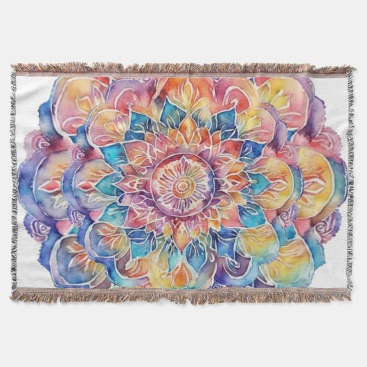 Rainbow Stropdas-dye Mandala Deken (Voorkant)