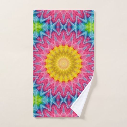 Rainbow Stropdas-Dye Mandala met levendige symmetr Bad Handdoek (Handdoek)