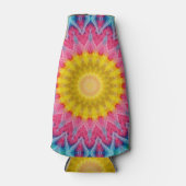 Rainbow Stropdas-Dye Mandala met levendige symmetr Flesjeskoeler (Voorkant)