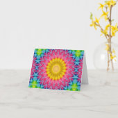 Rainbow Stropdas-Dye Mandala met levendige symmetr Kaart (Gele Bloem)