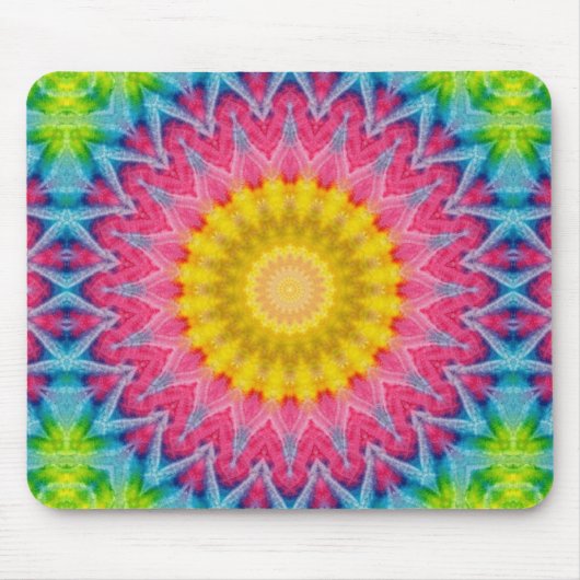 Rainbow Stropdas-Dye Mandala met levendige symmetr Muismat (Voorkant)
