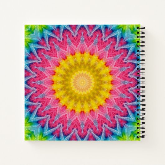 Rainbow Stropdas-Dye Mandala met levendige symmetr Notitieboek (Achterkant)