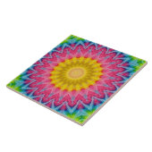 Rainbow Stropdas-Dye Mandala met levendige symmetr Tegeltje (Zijkant)