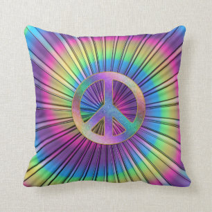 Rainbow Stropdas-Dye Peace Sign Sierkussen