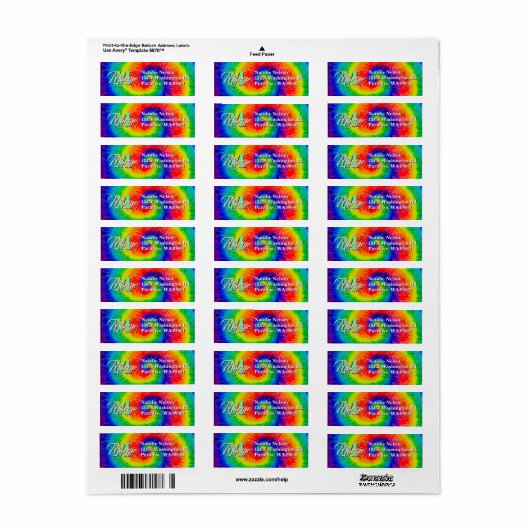 Rainbow-Stropdas-Dye Swirl Etiket (Full Sheet)