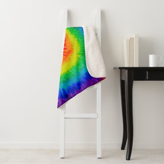 Rainbow-Stropdas-Dye Swirl Fleece Blanket Sherpa Deken (In situ)