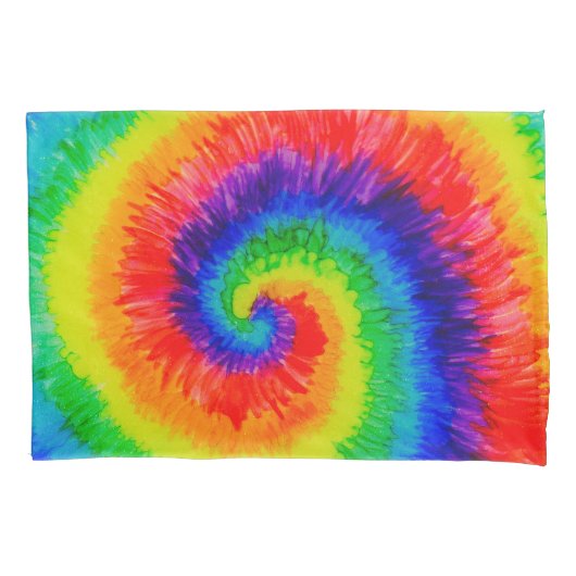 Rainbow-Stropdas-Dye Swirl Kussensloop (Voorkant)