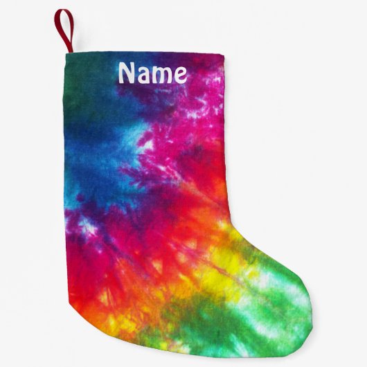 Rainbow-Stropdas-kleurstof Gepersonaliseerd Kleine Kerstsok (Voorkant)
