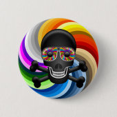 Rainbow Sugar Skull Ronde Button 5,7 Cm (Voorkant)