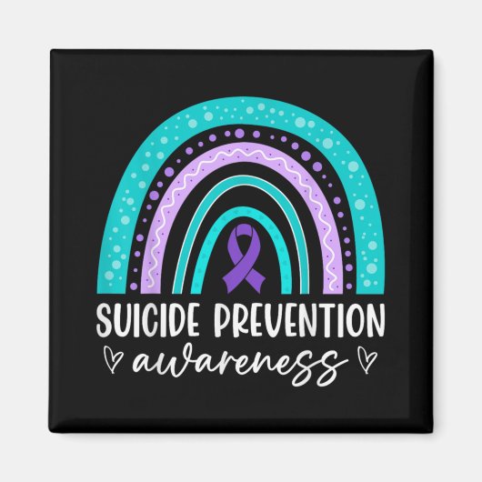 Rainbow Suicide Prevention Awareness Teal Amp Pu  Magneet (Voorkant)