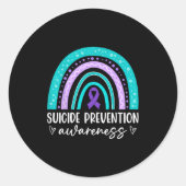 Rainbow Suicide Prevention Awareness Teal &amp; Pu Ronde Sticker (Voorkant)