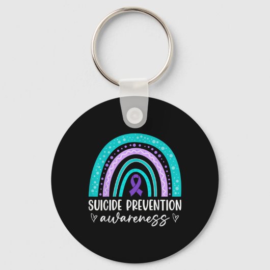 Rainbow Suicide Prevention Awareness Teal Amp Pu  Sleutelhanger (Voorkant)