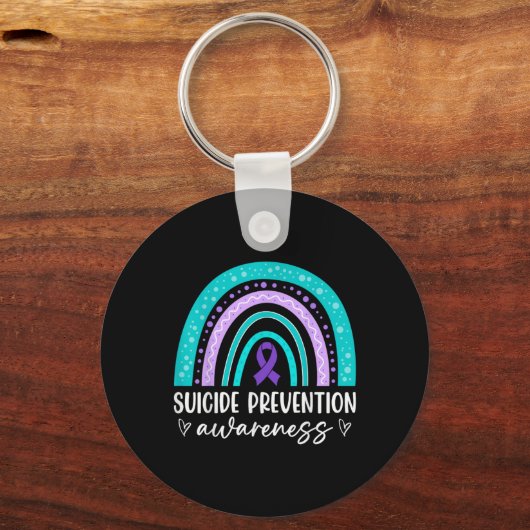 Rainbow Suicide Prevention Awareness Teal Amp Pu  Sleutelhanger (Voorkant)