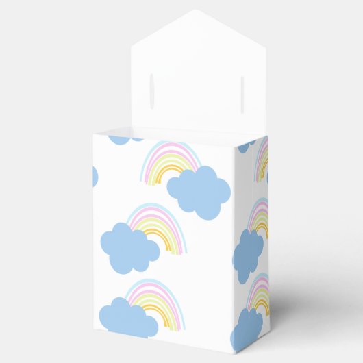 Rainbow Summer Clouds Pastel Scribble Doodle Bedankdoosjes (Geopend)