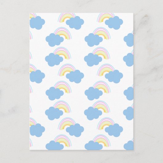 Rainbow Summer Clouds Pastel Scribble Doodle Briefkaart (Voorkant)