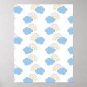 Rainbow Summer Clouds Pastel Scribble Doodle Poster (Voorkant)