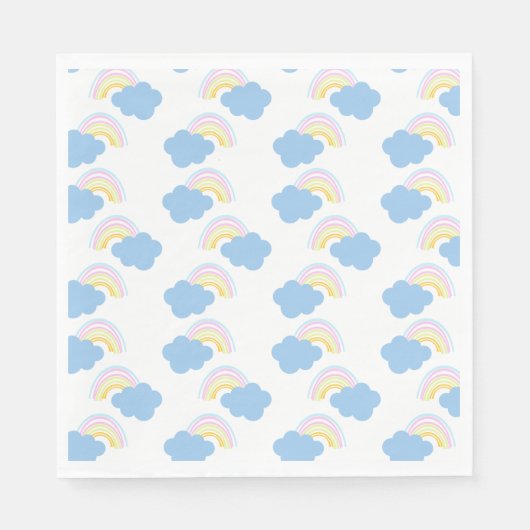 Rainbow Summer Clouds Pastel Scribble Doodle Servet (Voorkant)