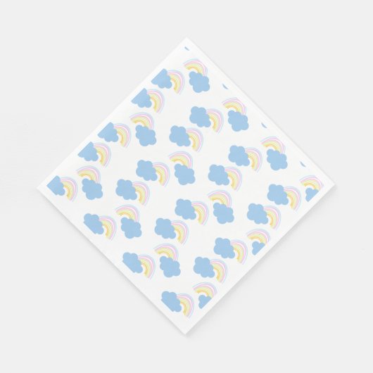 Rainbow Summer Clouds Pastel Scribble Doodle Servet (Hoek)