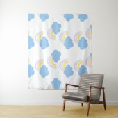 Rainbow Summer Clouds Pastel Scribble Doodle Wandkleed (In situ)