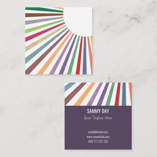Rainbow Summer Sun Rays Professional Sjabloon squa Vierkante Visitekaartje (Voorkant / Achterkant)
