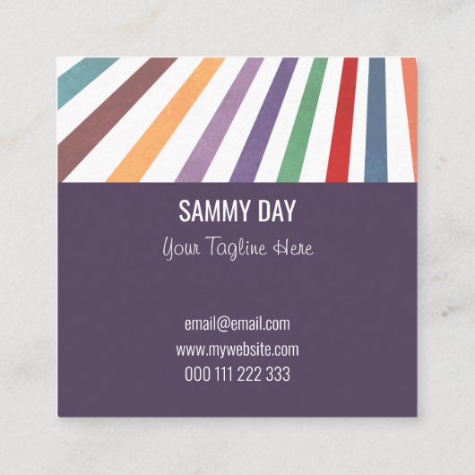 Rainbow Summer Sun Rays Professional Sjabloon squa Vierkante Visitekaartje (Achterkant)