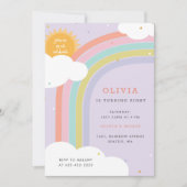 Rainbow, Sun and Clouds Kind, jarig Paars Kaart (Voorkant)