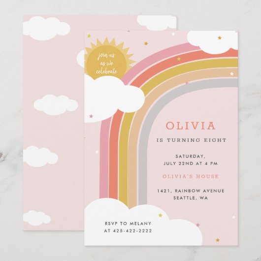 Rainbow, Sun and Clouds Kind, verjaardag Bright 2 Kaart (Voorkant / Achterkant)