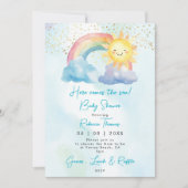 Rainbow Sun Boy baby shower uitnodiging (Voorkant)