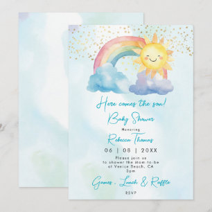 Rainbow Sun Boy baby shower uitnodiging