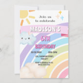 Rainbow Sun Cloud Kinder meisje Schattige Kawaii V Kaart (Voorkant)