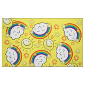 Rainbow Sun Clouds Yellow Fabric Stof (Fat Quarter)