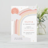 Rainbow, Sun en Clouds Kind: Roze gedempt Kaart (Staand voorkant)