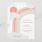 Rainbow, Sun en Clouds Kind: Roze gedempt Kaart (Voorkant / Achterkant)