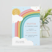Rainbow, Sun en Clouds Kind, verjaardag Bright Blu Kaart (Staand voorkant)