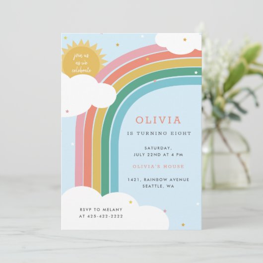 Rainbow, Sun en Clouds Kind, verjaardag Bright Blu Kaart (Staand voorkant)