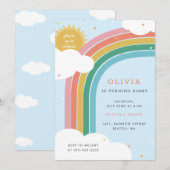 Rainbow, Sun en Clouds Kind, verjaardag Bright Blu Kaart (Voorkant / Achterkant)
