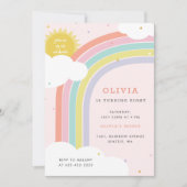 Rainbow, Sun en Clouds Kind, verjaardag Roze1 Kaart (Voorkant)