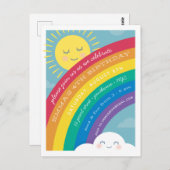 Rainbow Sun Happy Cloud verjaardagsuitnodiging Briefkaart (Voorkant / Achterkant)