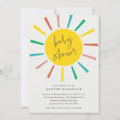 Rainbow Sun Script Modern Baby shower Kaart (Voorkant)