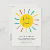 Rainbow Sun Script Modern Baby shower Uitnodiging Briefkaart (Voorkant / Achterkant)