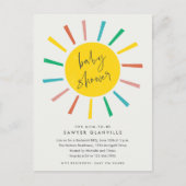 Rainbow Sun Script Modern Baby shower Uitnodiging Briefkaart (Voorkant)