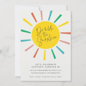 Rainbow Sun Script Twins Verjaardagsfeest Kaart (Voorkant)