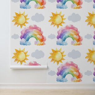 Rainbow Sun SKy Pattern Behang