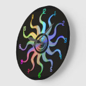 Rainbow Sun Wavy Rays Design Clock Grote Klok (Hoek)