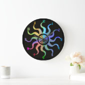Rainbow Sun Wavy Rays Design Clock Grote Klok (Huis)
