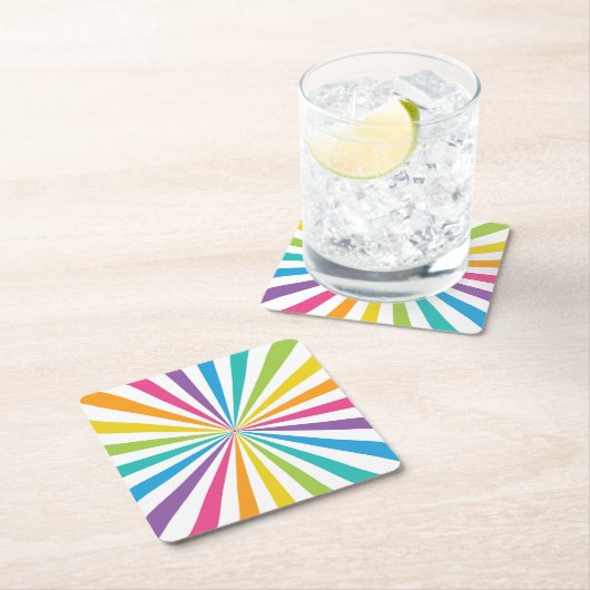 Rainbow Sunburst Kartonnen Onderzetters (Insitu)