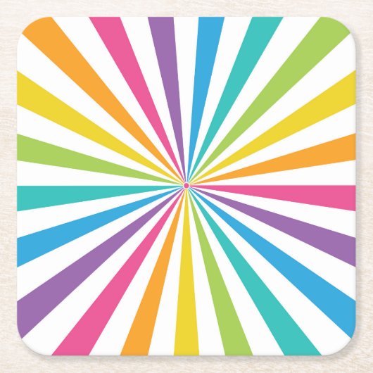 Rainbow Sunburst Kartonnen Onderzetters (Voorkant)