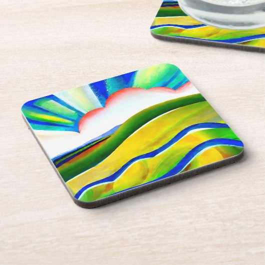 Rainbow Sunburst Landscape Bier Onderzetter (Linkerzijde)