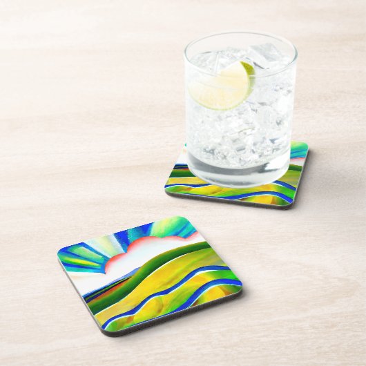 Rainbow Sunburst Landscape Bier Onderzetter (Rechterzijde)