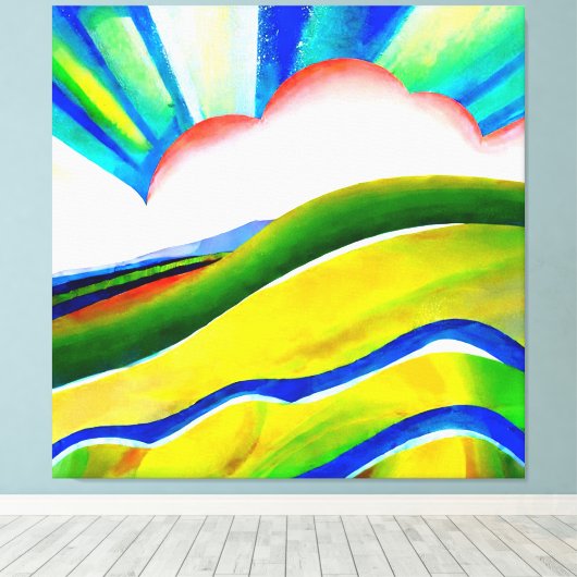 Rainbow Sunburst Landscape Canvas Afdruk (Insitu (Houten vloer))